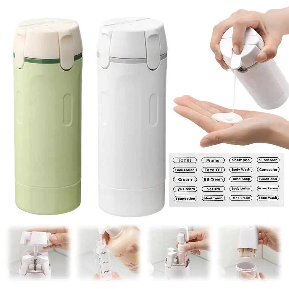 QuadPod 4-in-1 dispenser in White and Green with label stickers